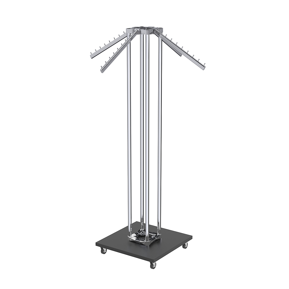 Торговое вешало для одежды ЁЛОЧКА с усиленными кронштейнами №6-4К-8Ц-КНХ Черный