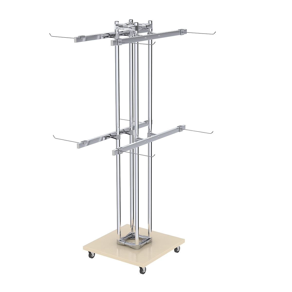 Торговое вешало для продажи мелкой одежды двухъярусное КОНТУР №K2-250-СПХ Крем Вайс