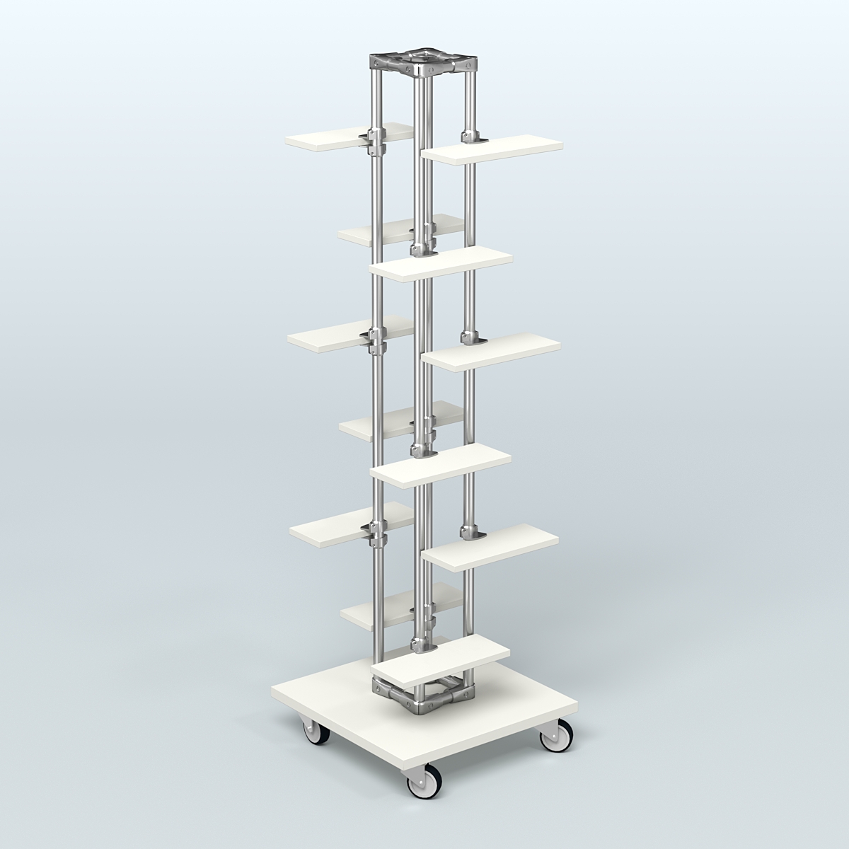 Торговый стенд для обуви с полками ДСП ЛЕСЕНКА №1-1 Белый