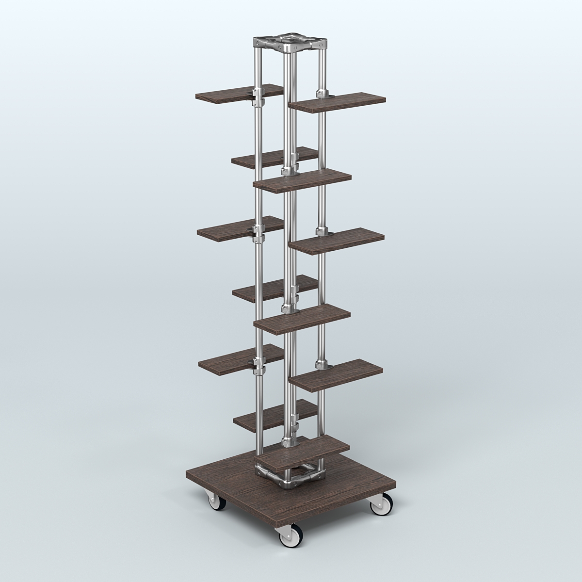 Торговый стенд для обуви с полками ДСП ЛЕСЕНКА №1-1 Дуб Венге