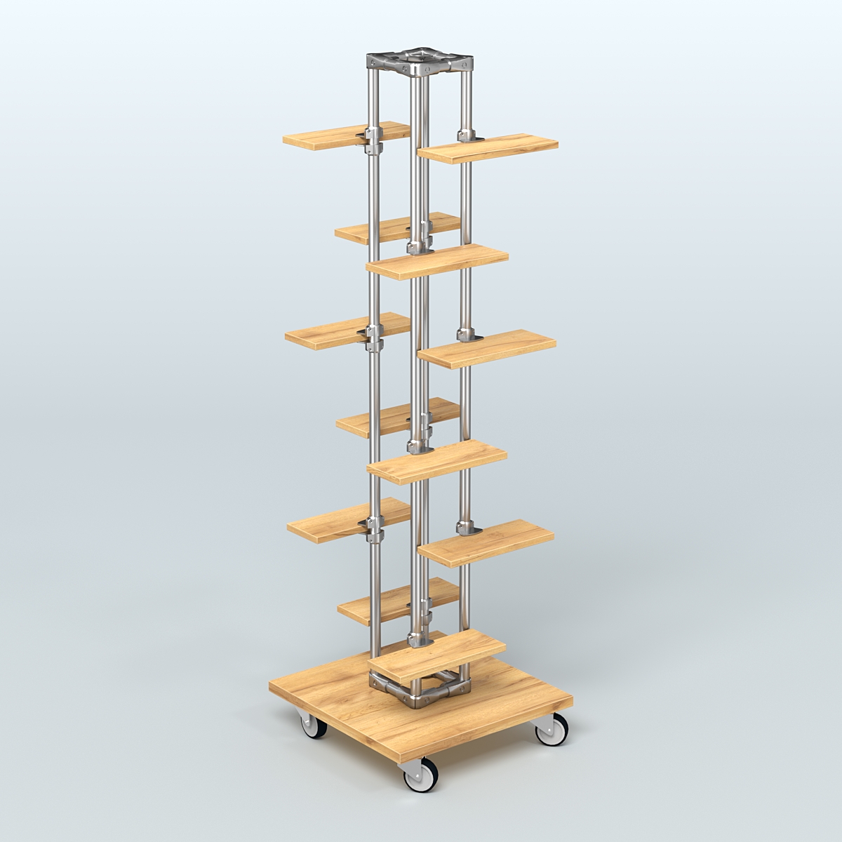 Торговый стенд для обуви с полками ДСП ЛЕСЕНКА №1-1 Дуб Золотистый