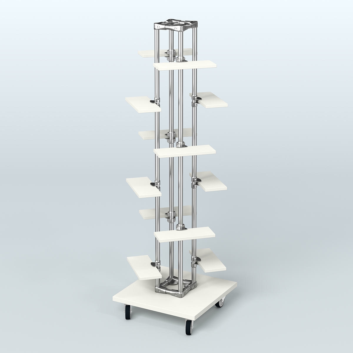 Торговый стенд для обуви с двенадцатью полками ЛЕСЕНКА №2-1 Белый