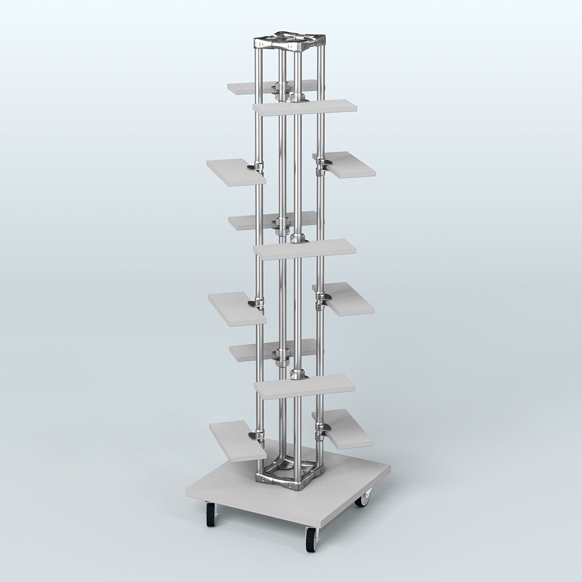 Торговый стенд для обуви с двенадцатью полками ЛЕСЕНКА №2-1 Серый