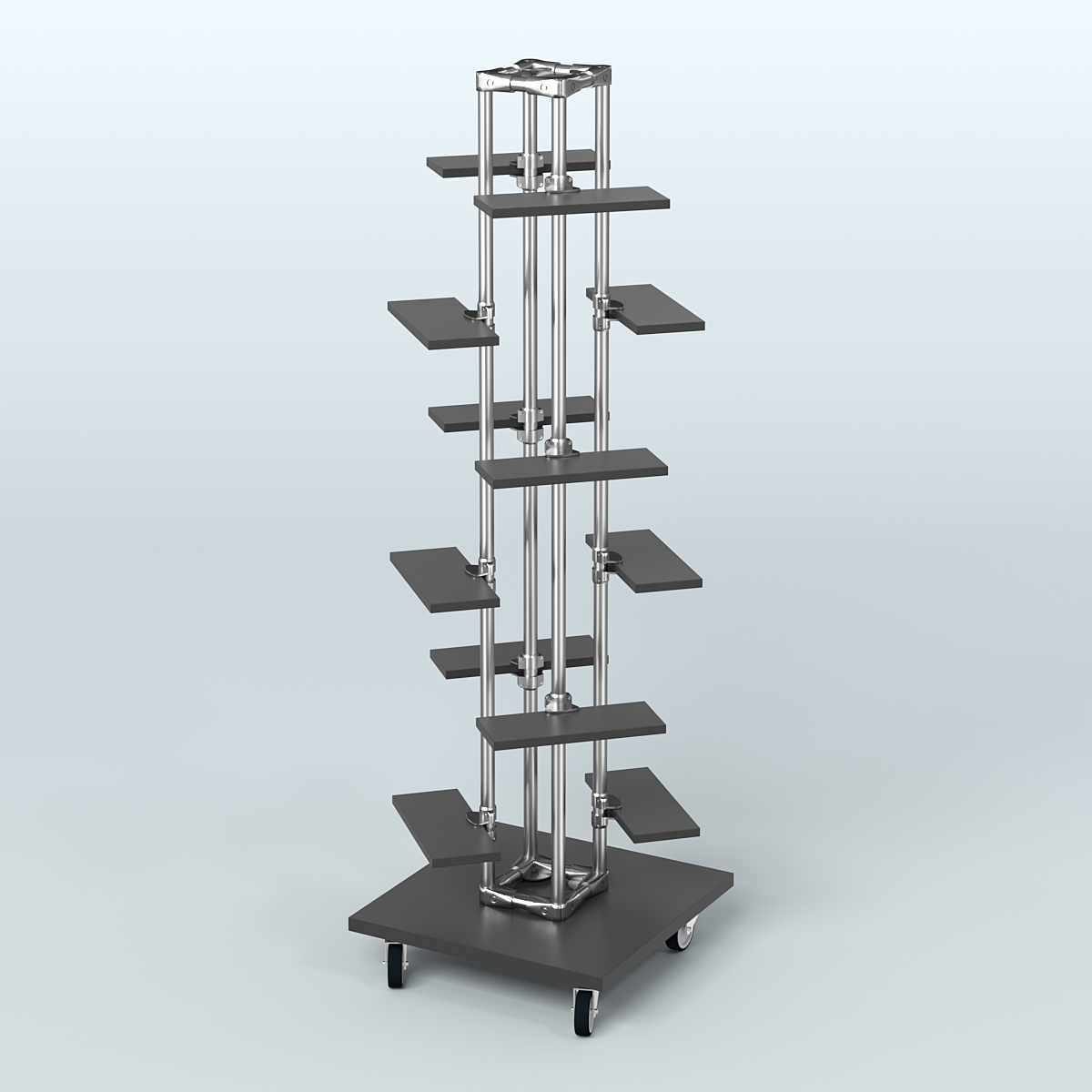 Торговый стенд для обуви с двенадцатью полками ЛЕСЕНКА №2-1 Черный