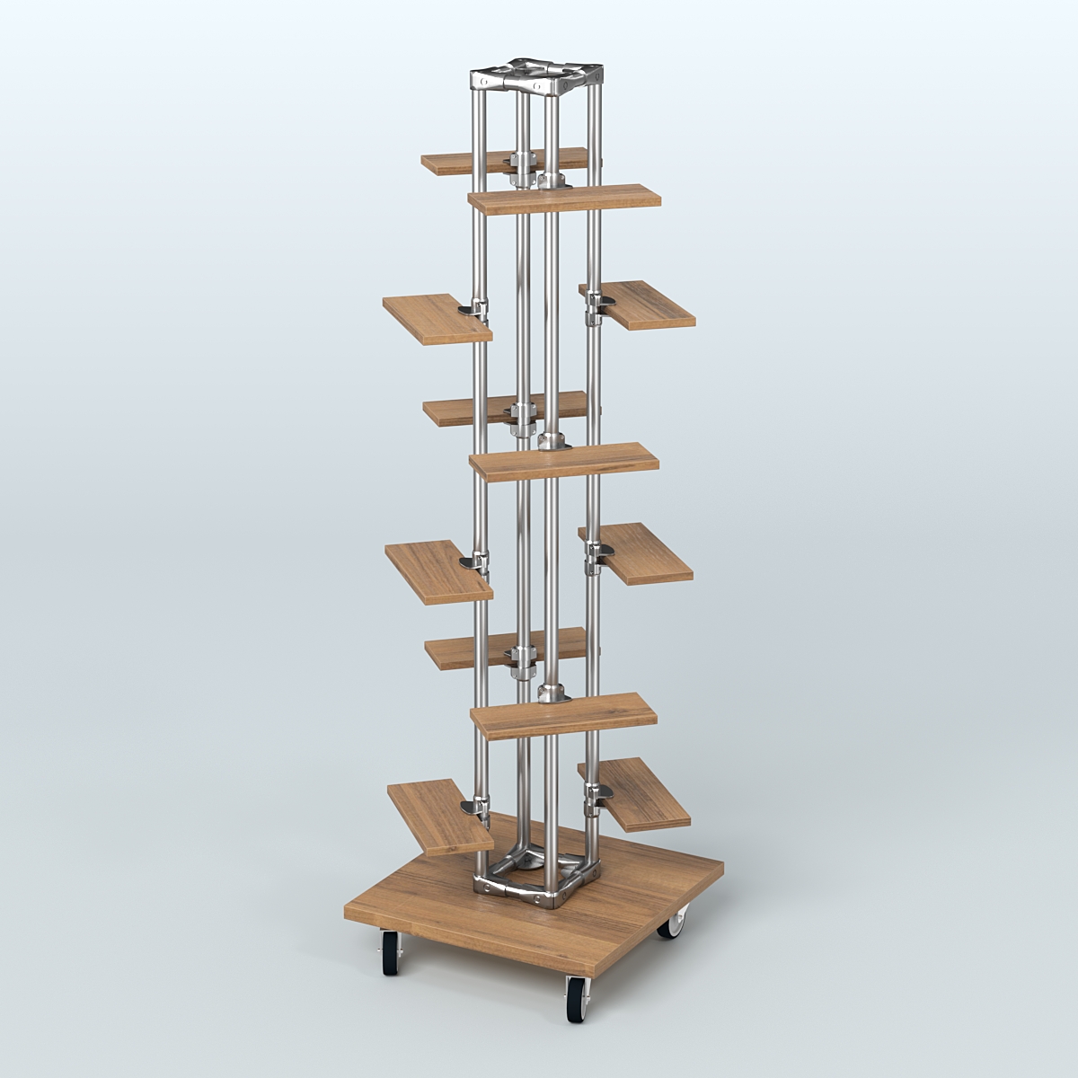 Торговый стенд для обуви с двенадцатью полками ЛЕСЕНКА №2-1 Орех