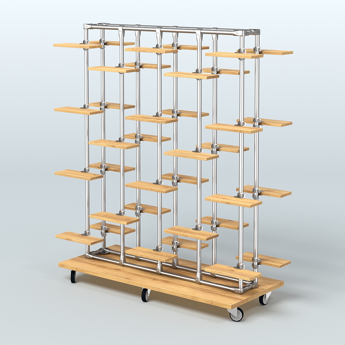 Торговый стенд для обуви прямоугольный двусторонний с полками из ДСП ЛЕСЕНКА №3-1 Дуб Золотистый
