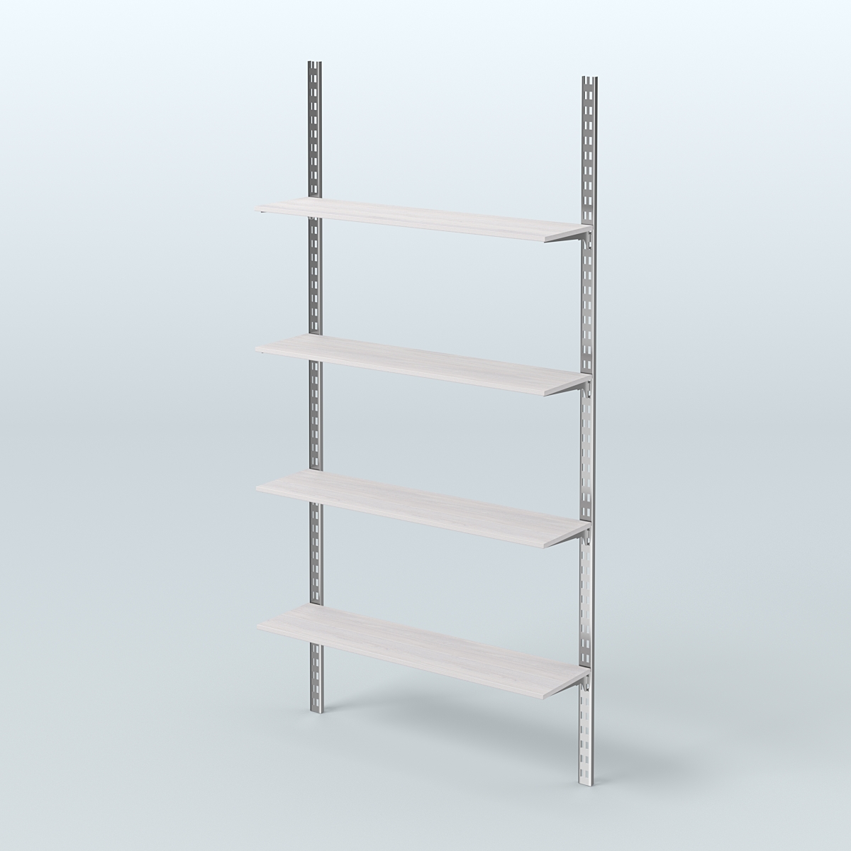 Система ГЛОБАЛ с четырьмя прямыми полками из ДСП №17 (1200 мм) Ясень Анкор светлый