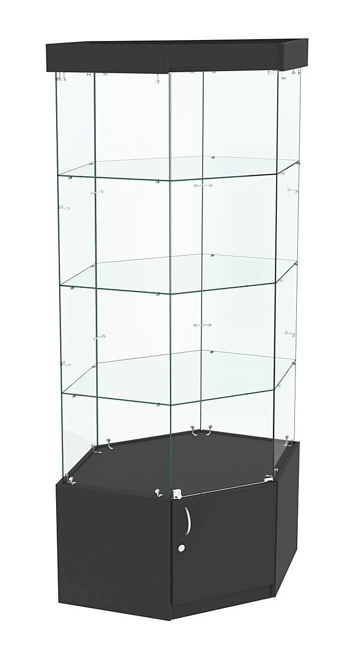 Витрина "Истра" угловая №17, шестигранная, (З.С-стекло) Черный
