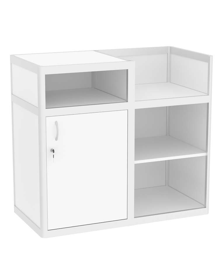 Прилавок под кассу из профиля №1  (закрытый) Белый