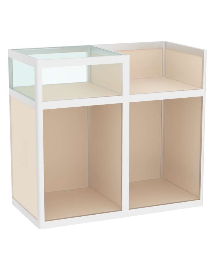 Прилавок под кассу из профиля №2  (открытый) Крем Вайс