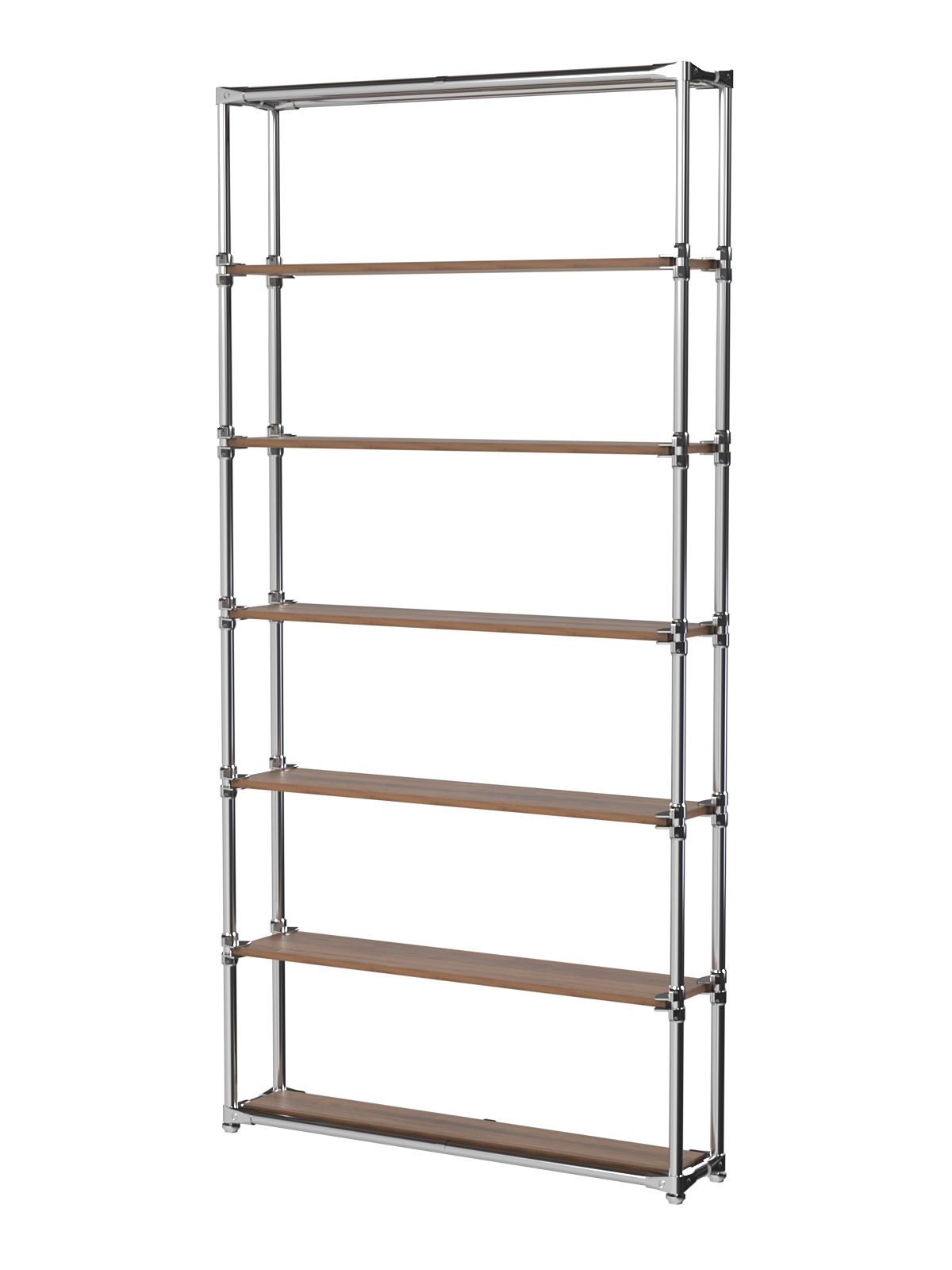 Пристенный узкий торговый стеллаж ЛАЙТ с полками ДСП №1 Орех