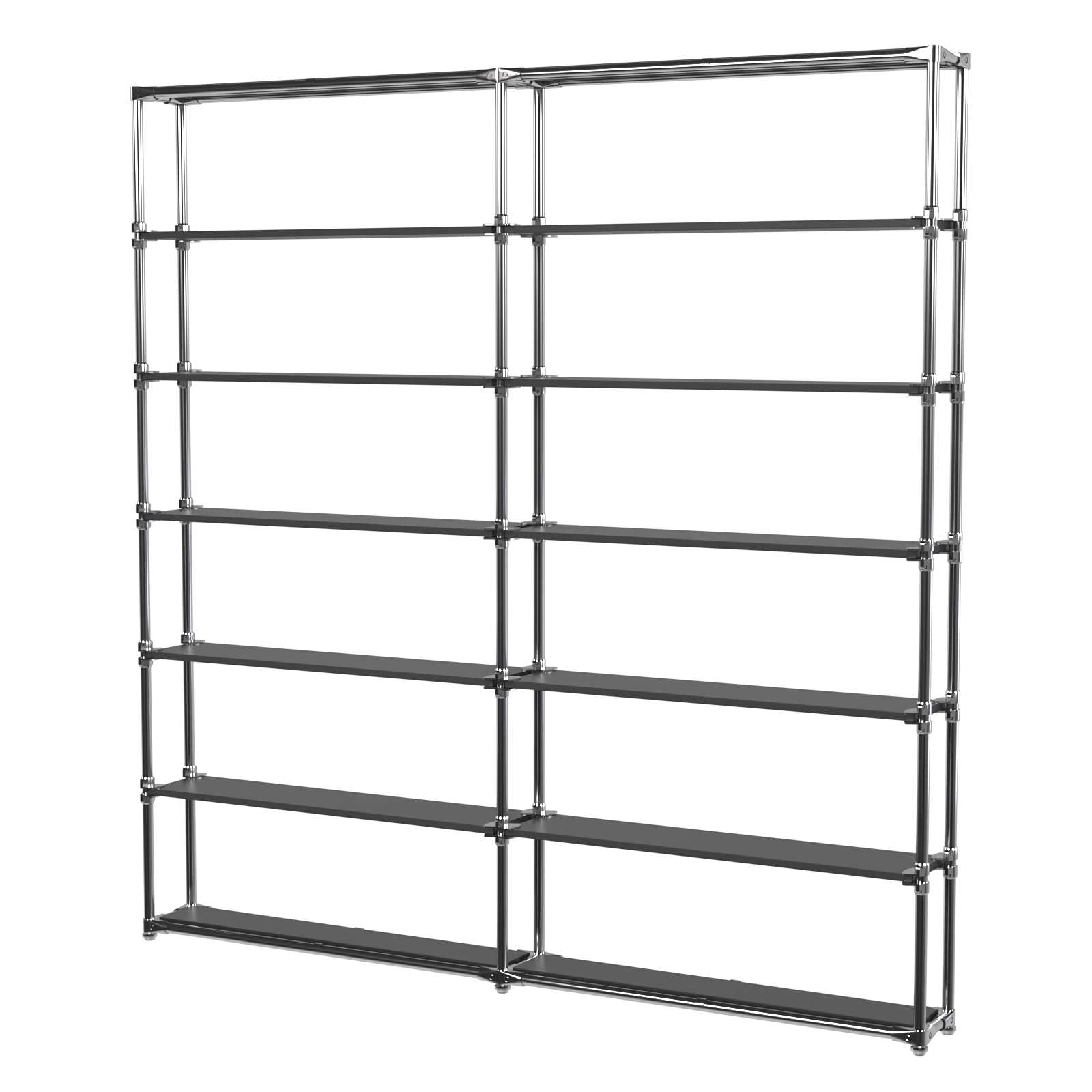 Пристенный торговый двух- секционный стеллаж ЛАЙТ с узкими полками ДСП №5 Черный