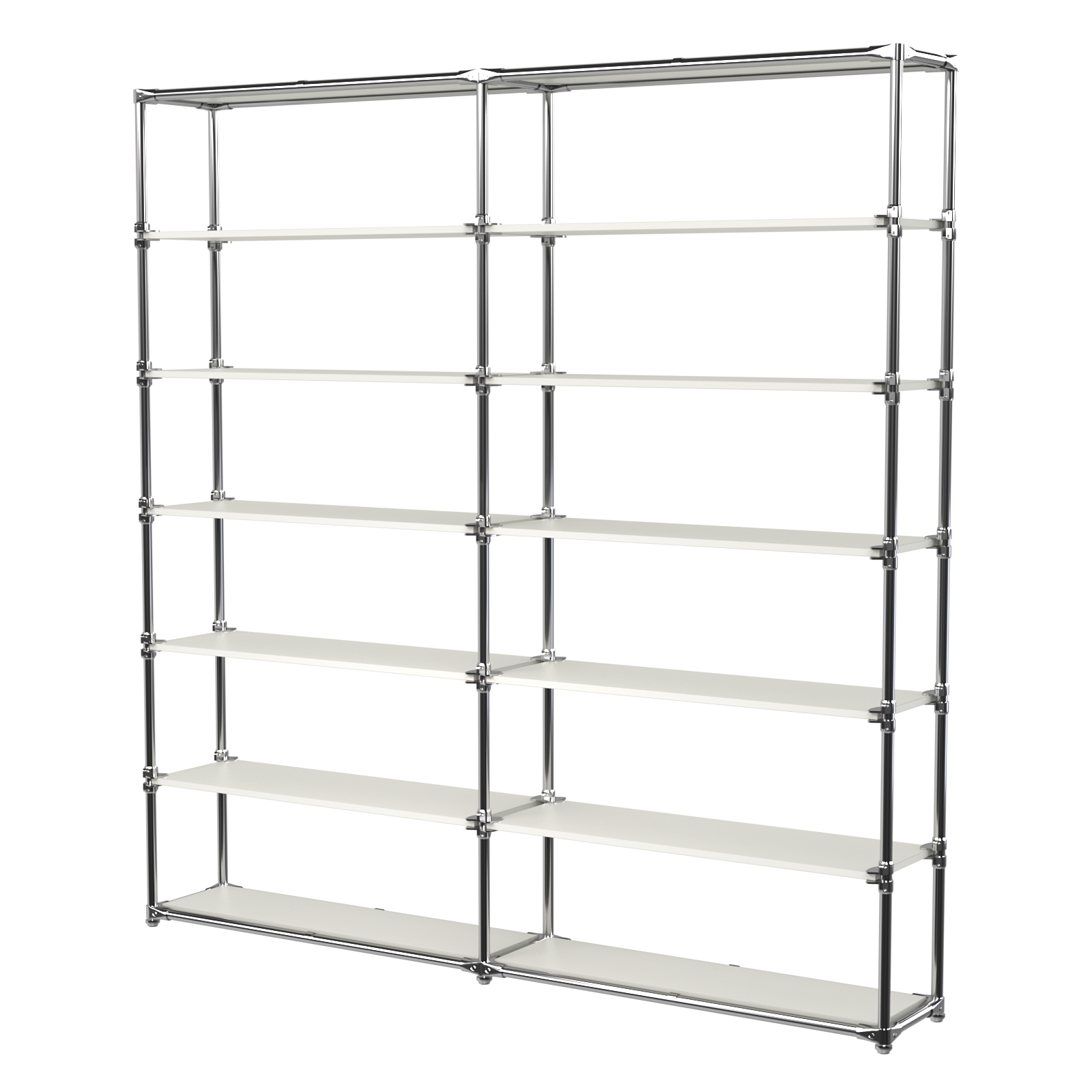 Пристенный торговый двух- секционный стеллаж ЛАЙТ с пятью рядами полок ДСП №6 Белый