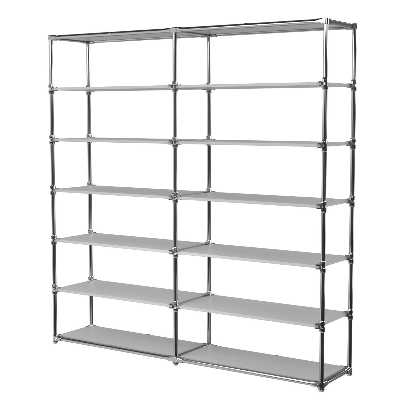 Пристенный торговый двух- секционный стеллаж ЛАЙТ с широкими полками ДСП №7 Серый