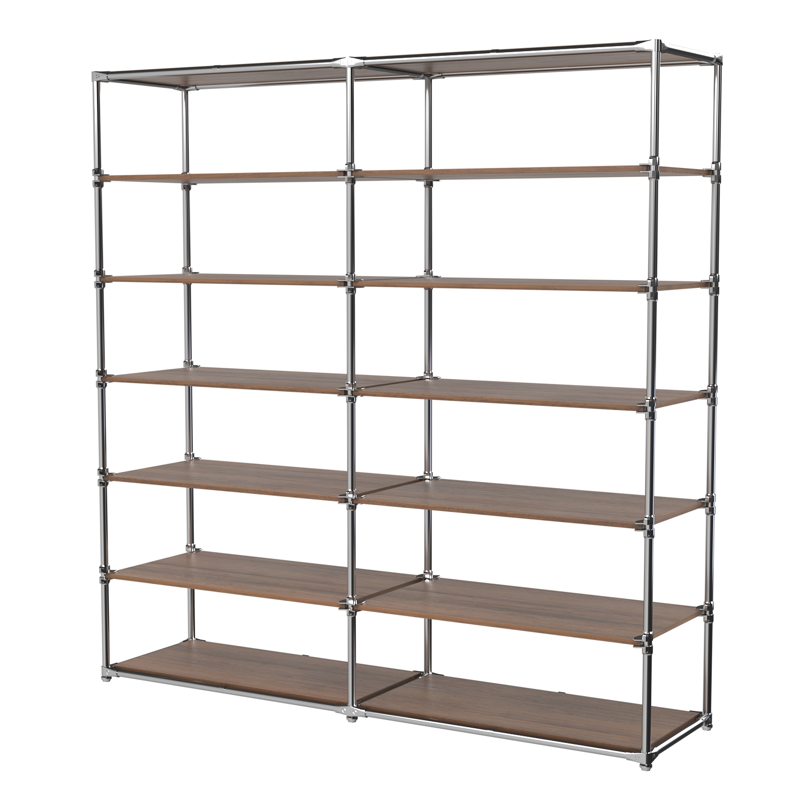 Пристенный торговый двух- секционный стеллаж ЛАЙТ с глубокими полками ДСП №8 Орех