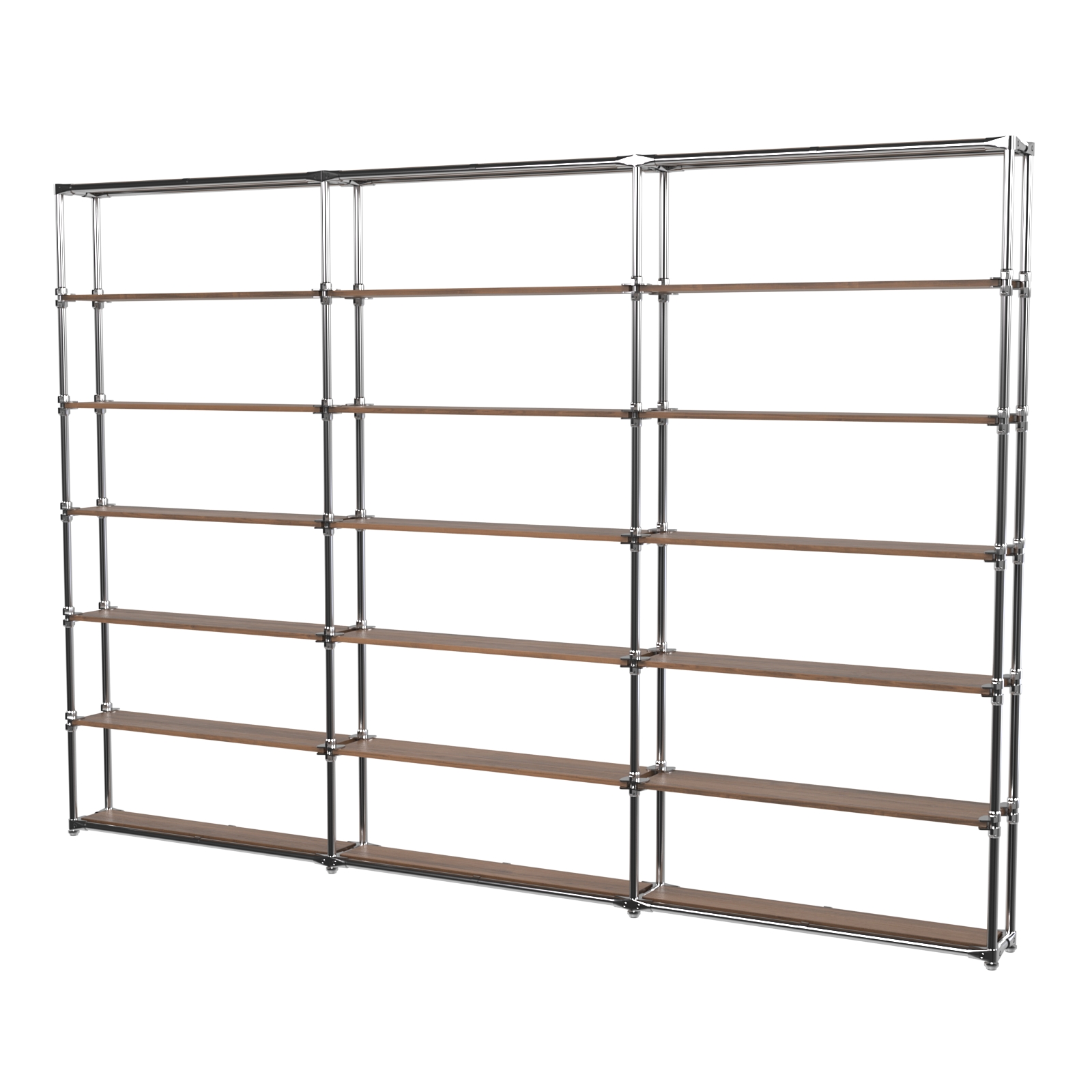 Пристенный торговый трех- секционный стеллаж ЛАЙТ с узкими полками ДСП №9 Орех