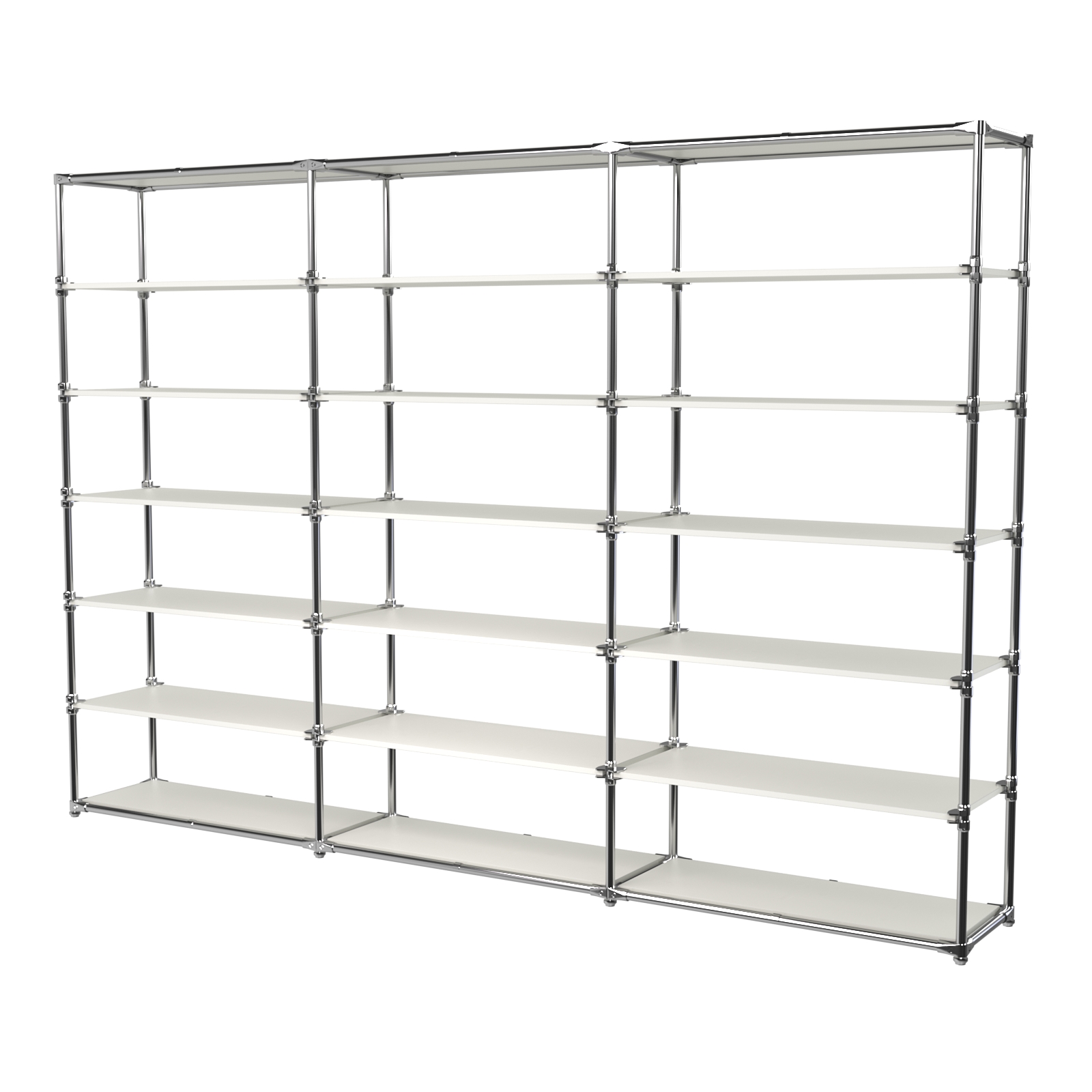 Пристенный торговый трех- секционный стеллаж ЛАЙТ с широкими полками ДСП №11 Белый