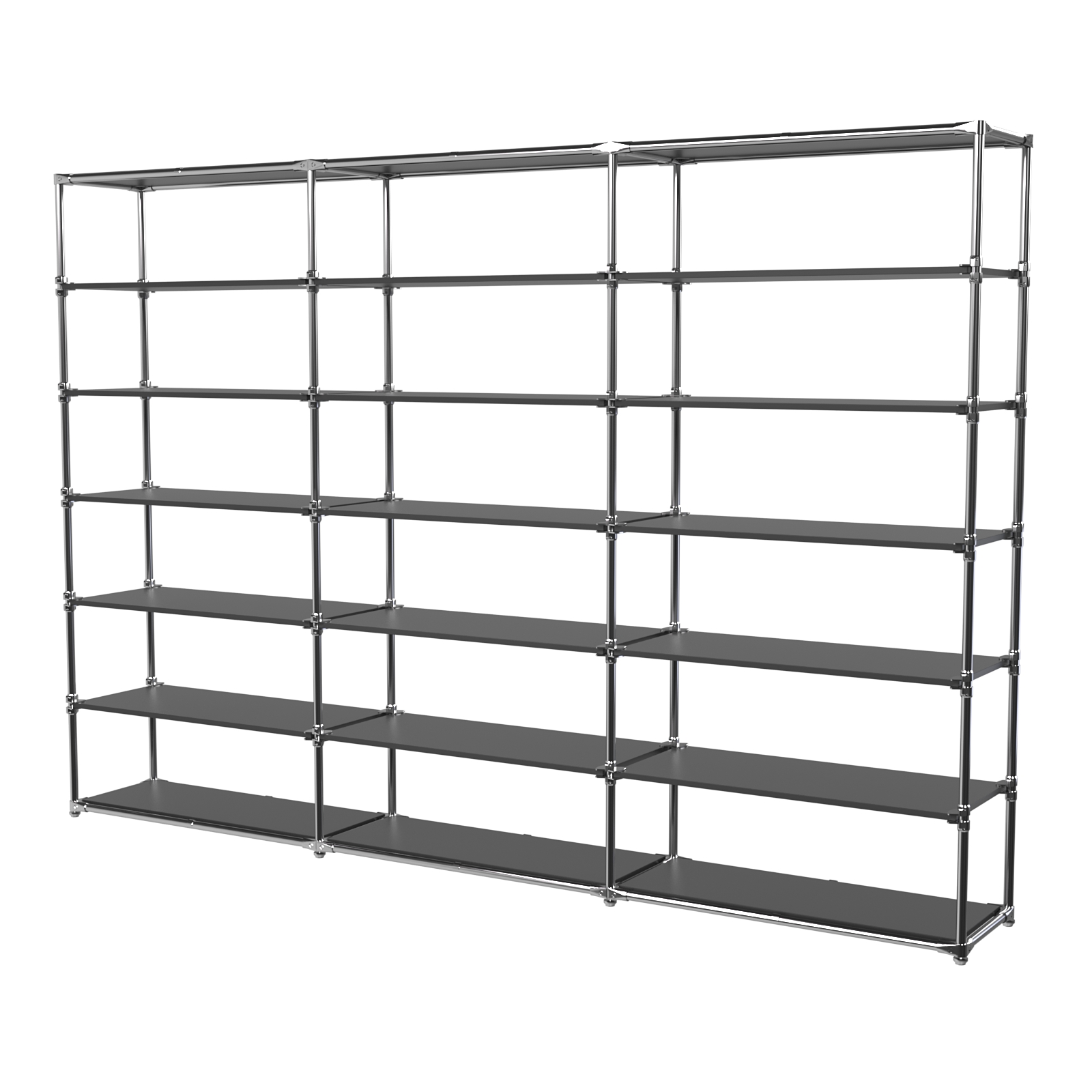 Пристенный торговый трех- секционный стеллаж ЛАЙТ с широкими полками ДСП №11 Черный