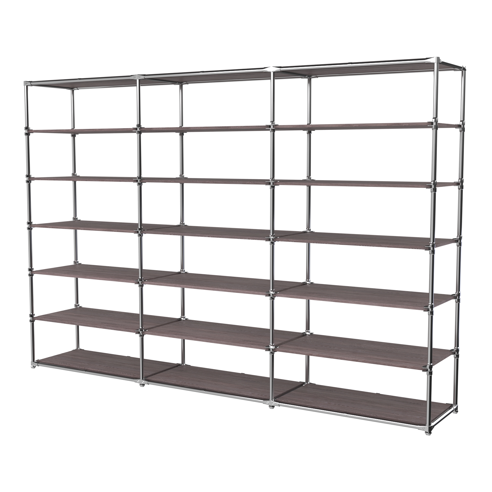 Пристенный торговый трех- секционный стеллаж ЛАЙТ с глубокими полками ДСП №12 Ясень Анкор темный - U31105