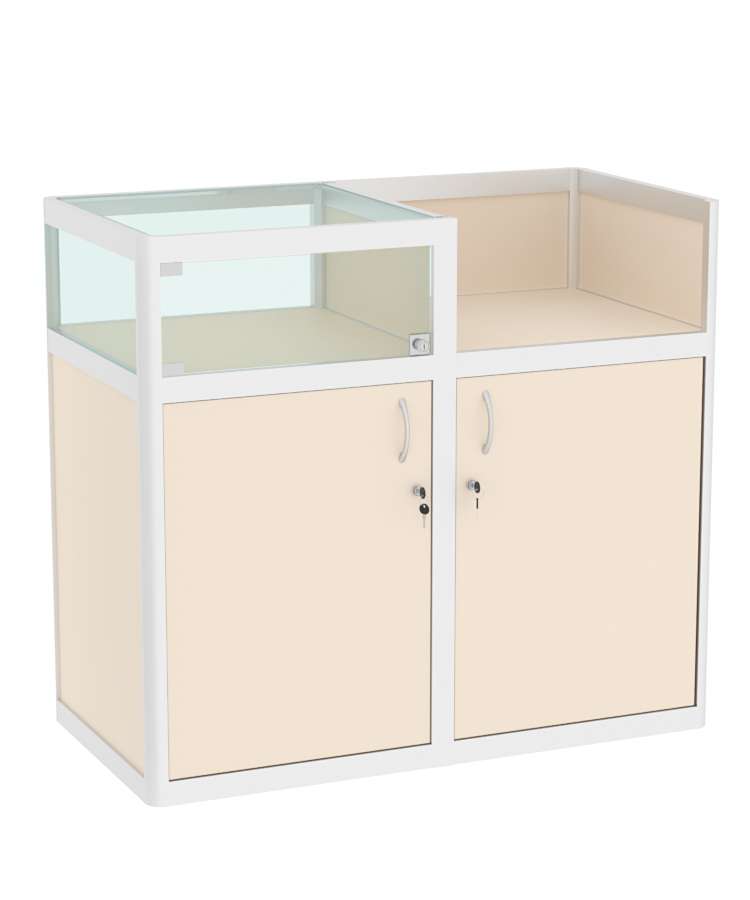 Прилавок под кассу из профиля №2  (закрытый) Крем Вайс