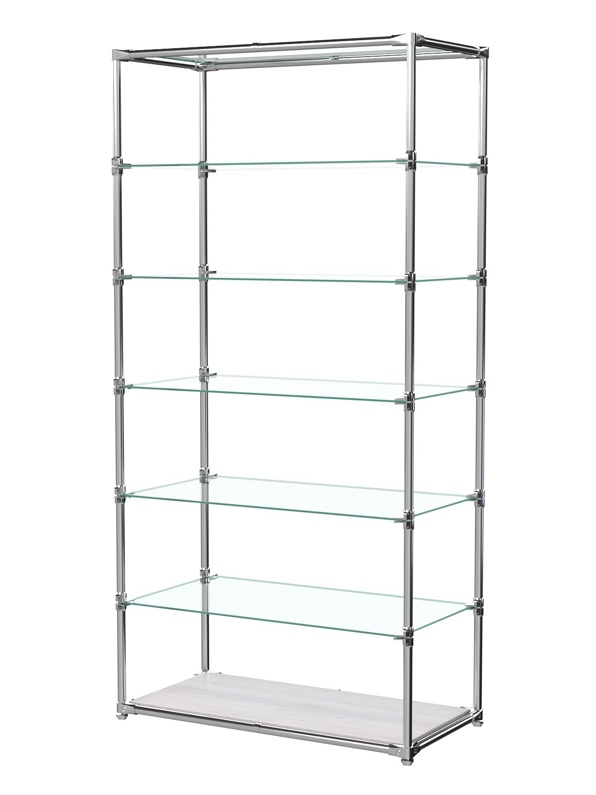 Пристенный торговый стеллаж ЛАЙТ с глубокими прозрачными полками №4 Ясень Анкор светлый - U31104