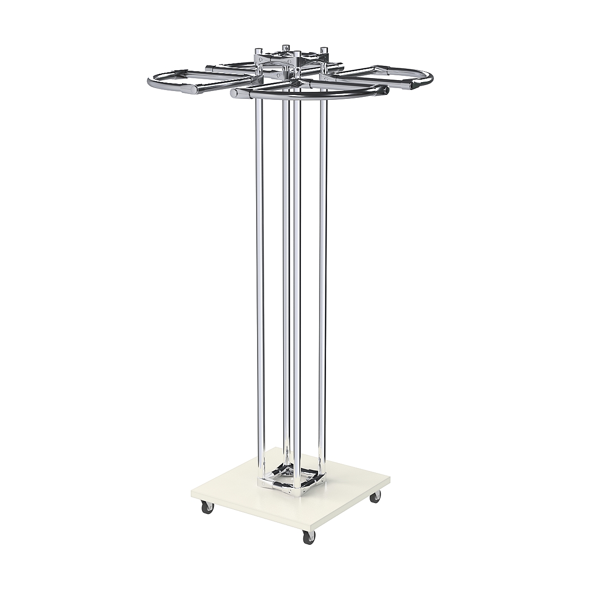 Торговое хромированное одноярусное вешало СЕКТОР №1 Белый