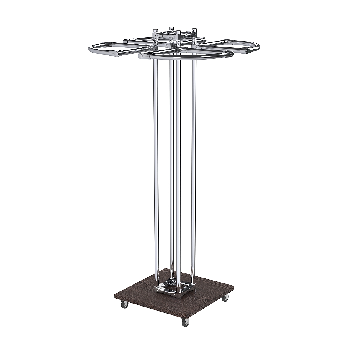 Торговое хромированное одноярусное вешало СЕКТОР №1 Дуб Венге