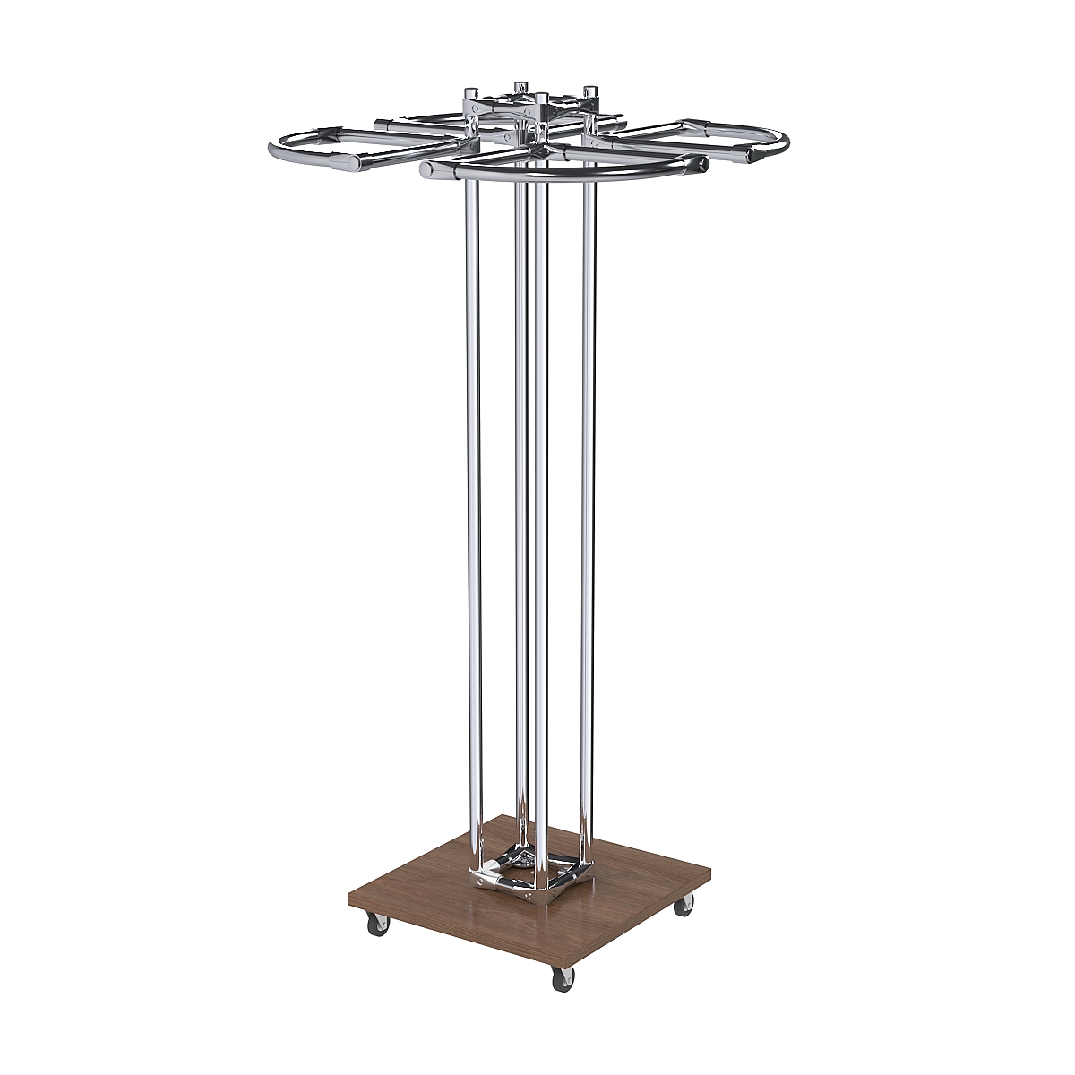 Торговое хромированное одноярусное вешало СЕКТОР №1 Орех