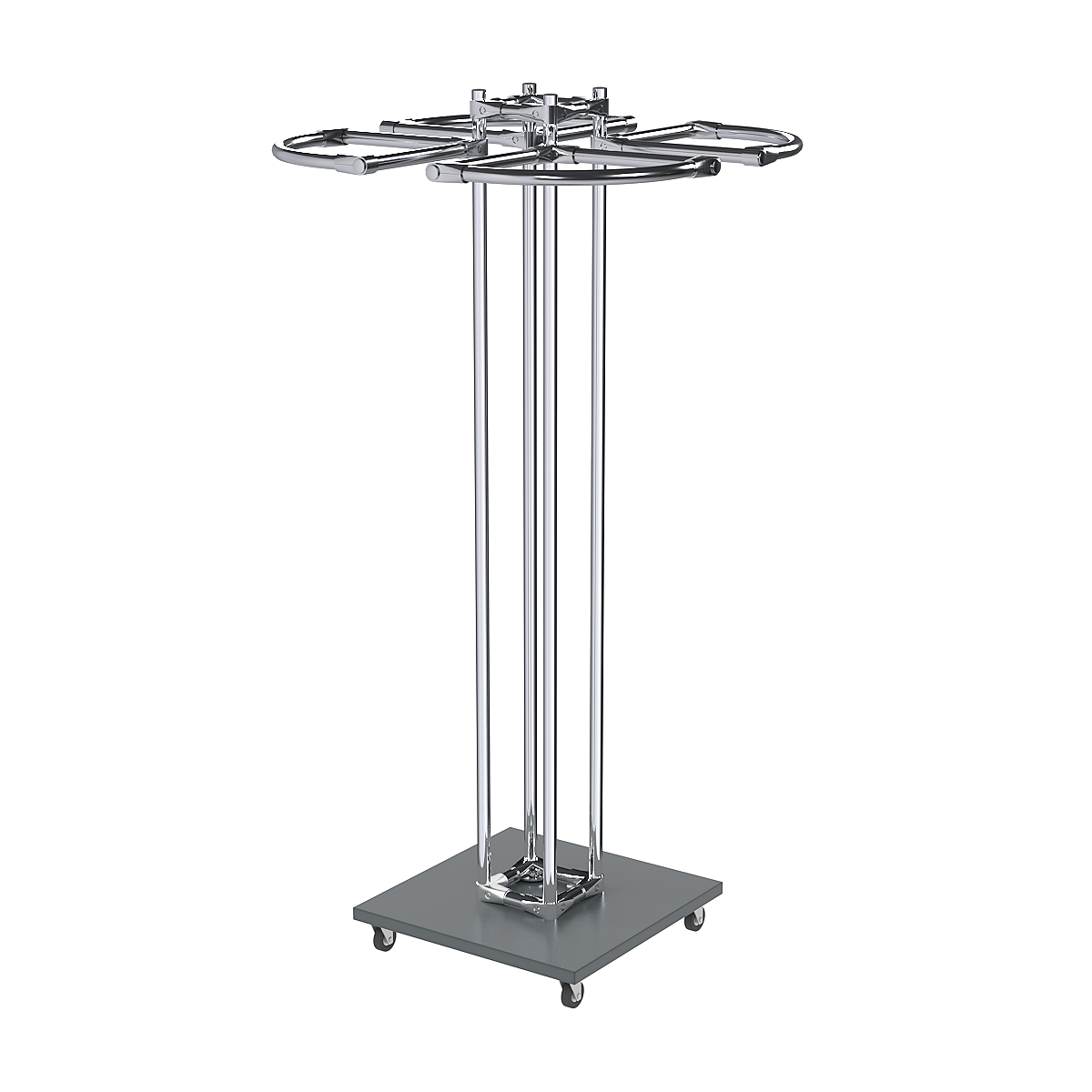 Торговое хромированное одноярусное вешало СЕКТОР №1 Темно-Серый