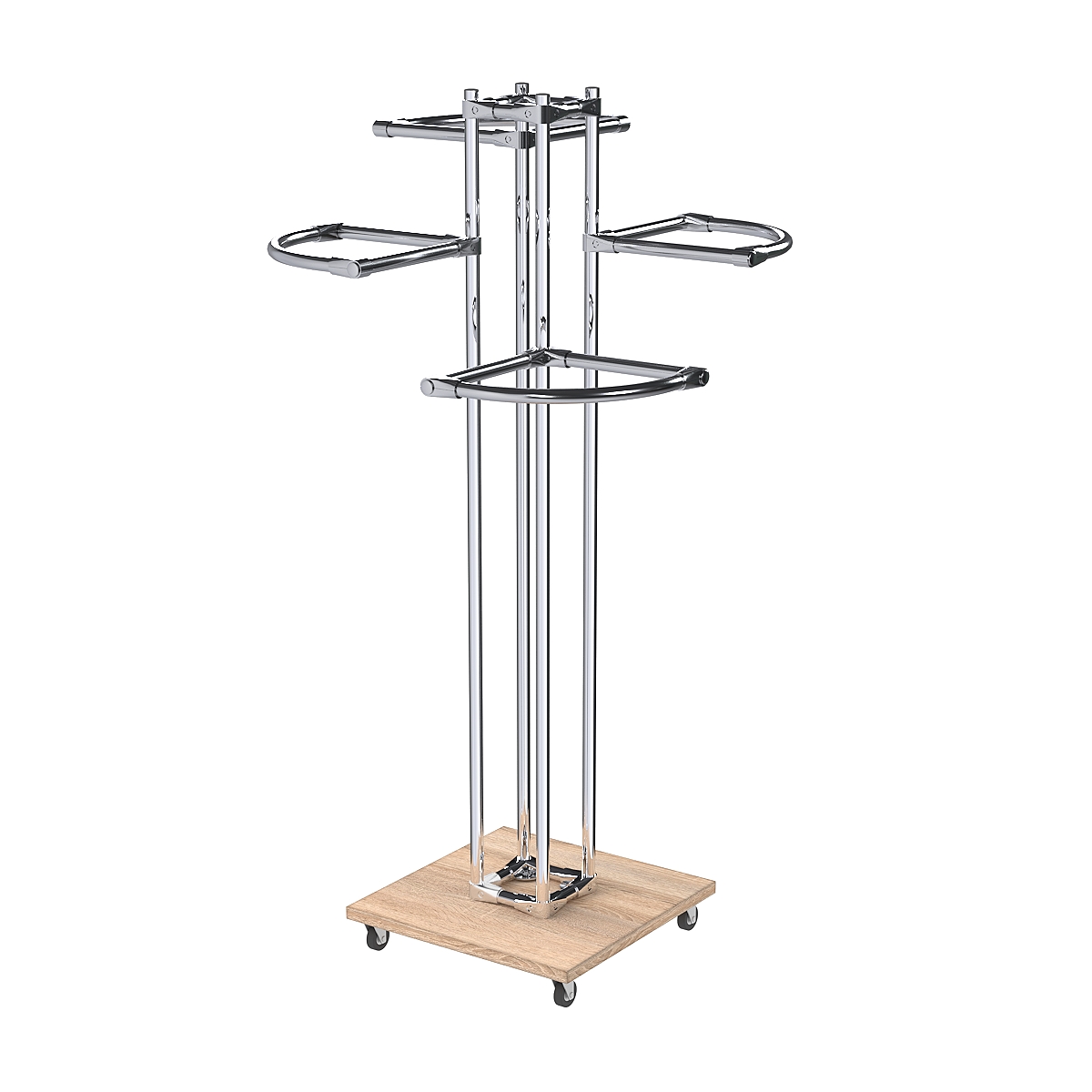 Торговое хромированное вешало с разноуровневыми поручнями СЕКТОР №1-1 Дуб Сонома