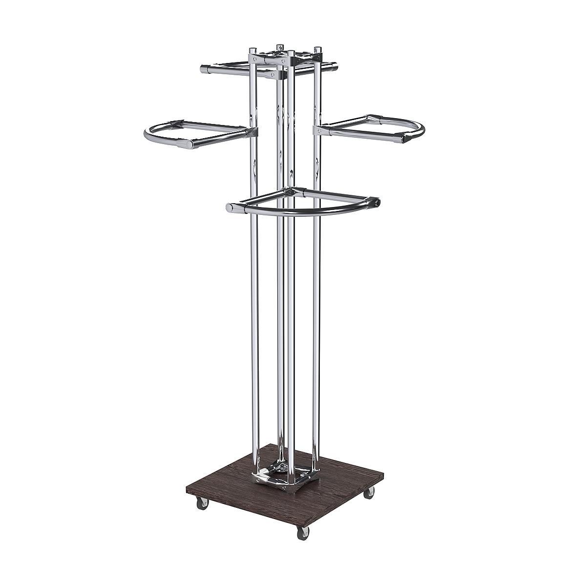 Торговое хромированное вешало с разноуровневыми поручнями СЕКТОР №1-1 Дуб Венге