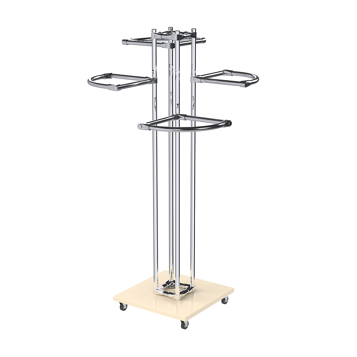 Торговое хромированное вешало с разноуровневыми поручнями СЕКТОР №1-1 Крем Вайс