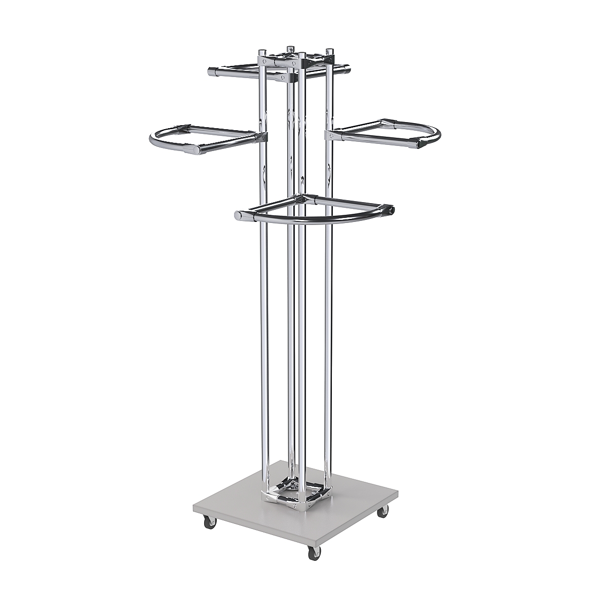 Торговое хромированное вешало с разноуровневыми поручнями СЕКТОР №1-1 Серый