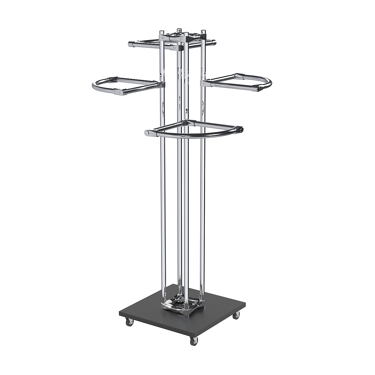 Торговое хромированное вешало с разноуровневыми поручнями СЕКТОР №1-1 Черный