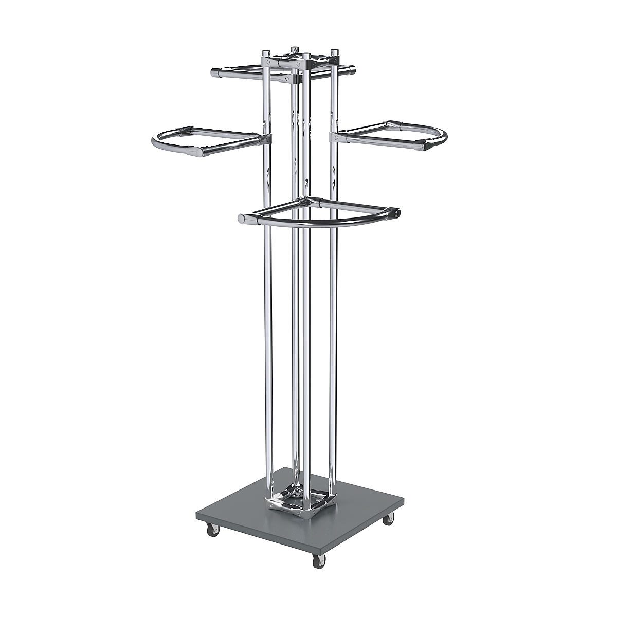 Торговое хромированное вешало с разноуровневыми поручнями СЕКТОР №1-1 Темно-Серый