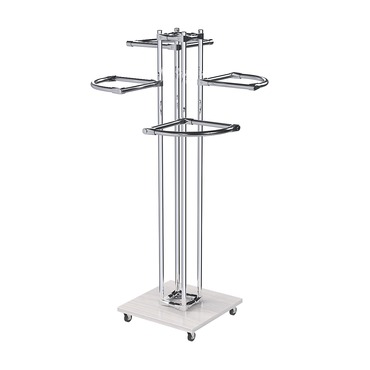 Торговое хромированное вешало с разноуровневыми поручнями СЕКТОР №1-1 Ясень Анкор светлый - U31104