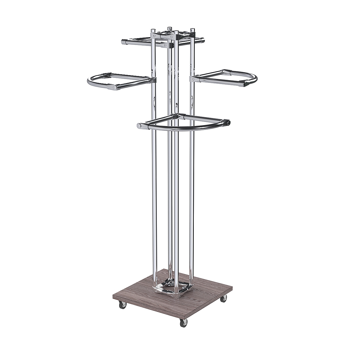 Торговое хромированное вешало с разноуровневыми поручнями СЕКТОР №1-1 Ясень Анкор темный - U31105