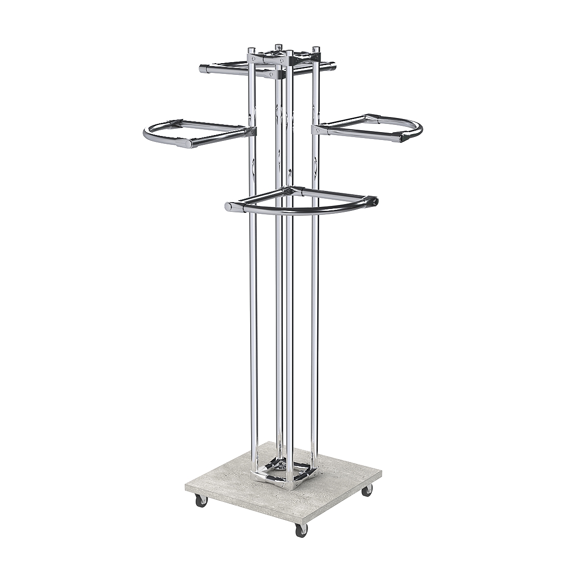 Торговое хромированное вешало с разноуровневыми поручнями СЕКТОР №1-1 Метрополитан Грей