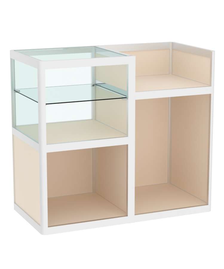 Прилавок под кассу из профиля №3  (открытый) Крем Вайс