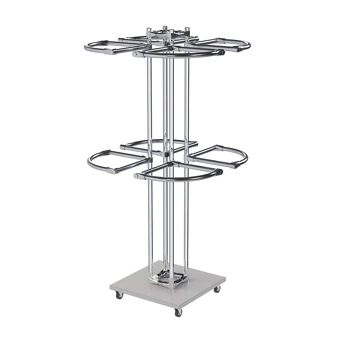 Торговое хромированное двухъярусное вешало СЕКТОР №2 Серый