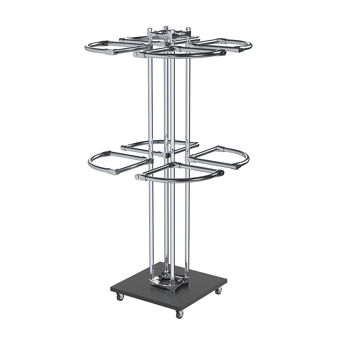 Торговое хромированное двухъярусное вешало СЕКТОР №2 Черный