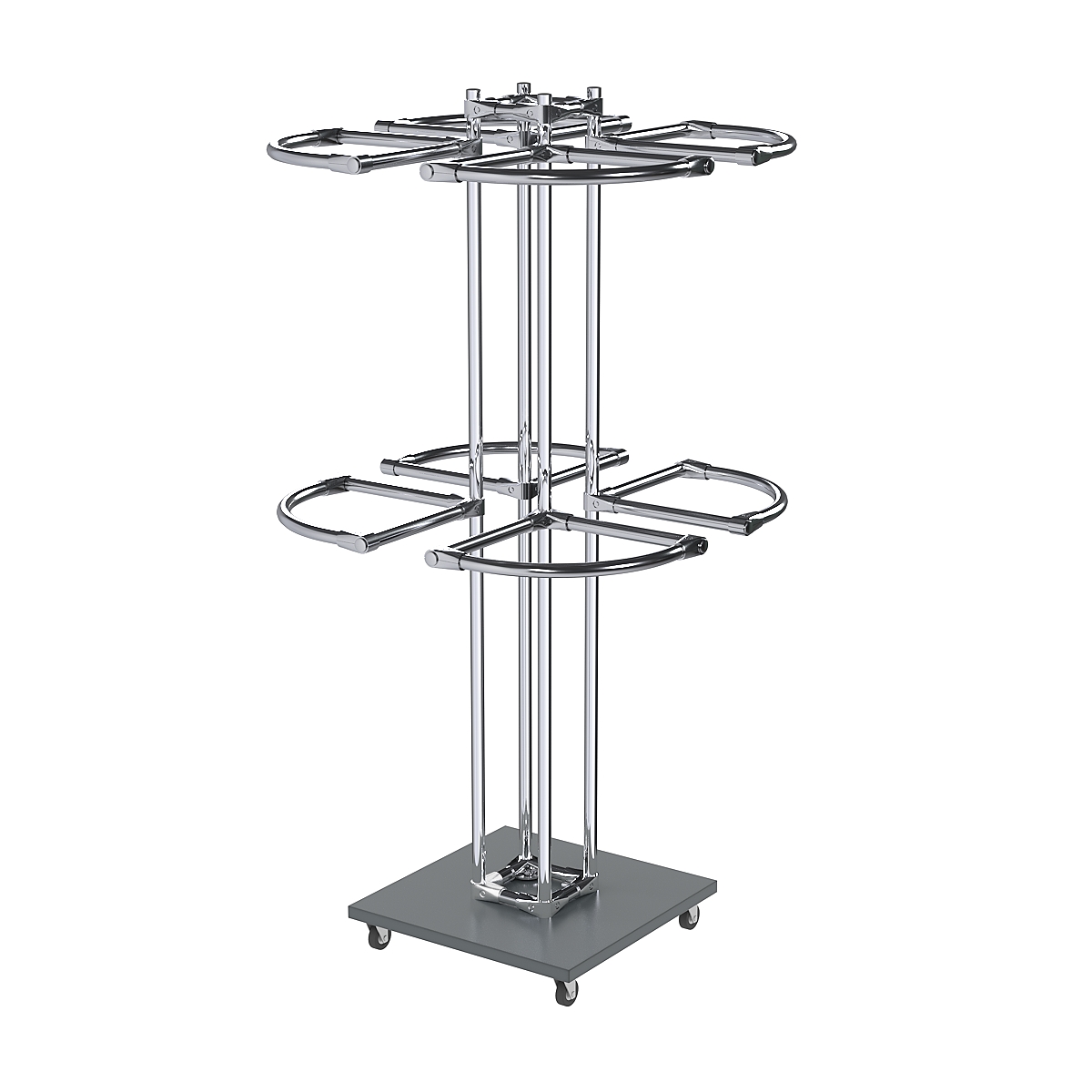 Торговое хромированное двухъярусное вешало СЕКТОР №2 Темно-Серый