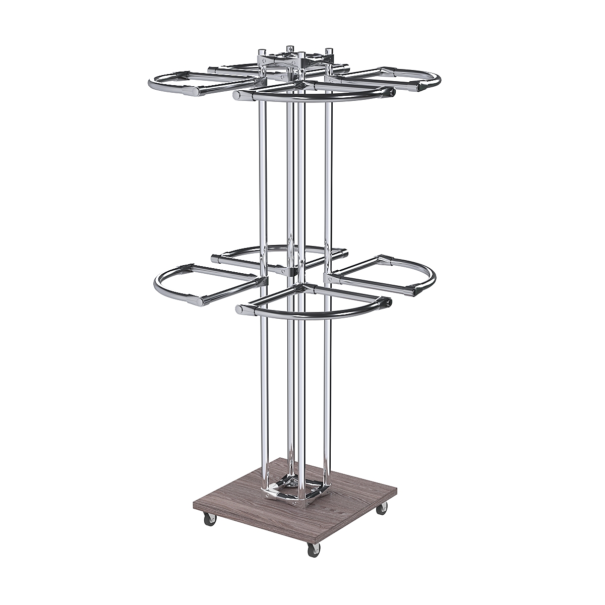 Торговое хромированное двухъярусное вешало СЕКТОР №2 Ясень Анкор темный - U31105