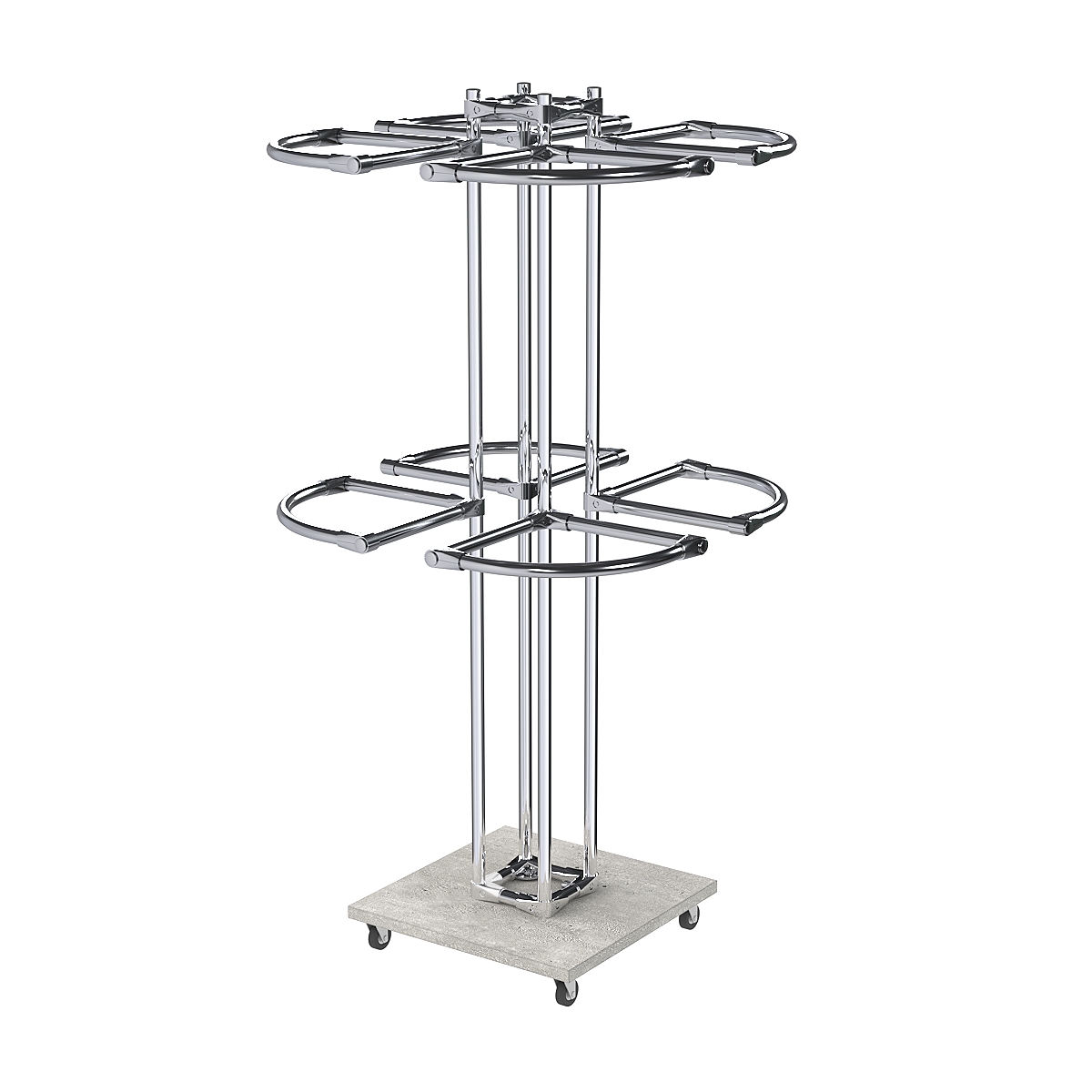 Торговое хромированное двухъярусное вешало СЕКТОР №2 Метрополитан Грей