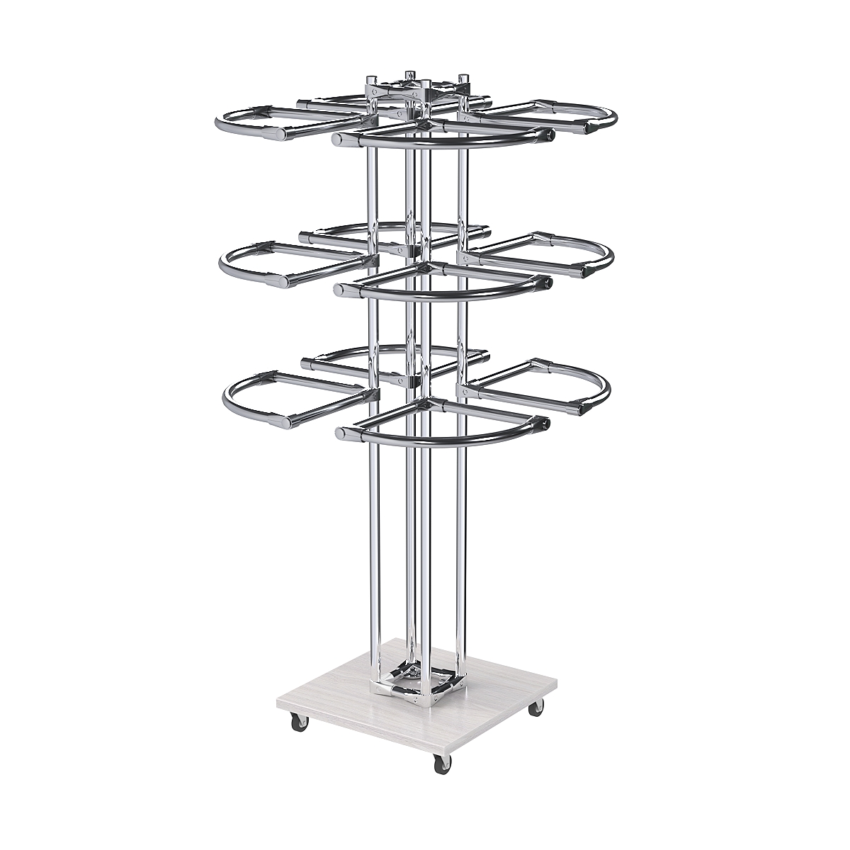 Торговое хромированное трехъярусное вешало СЕКТОР №3 Ясень Анкор светлый - U31104