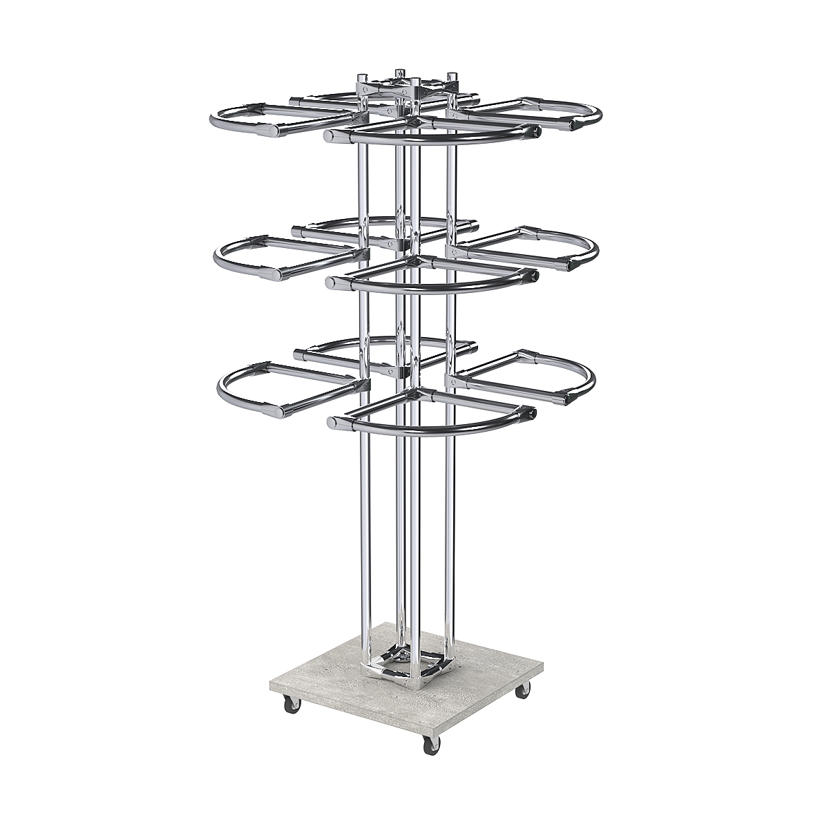 Торговое хромированное трехъярусное вешало СЕКТОР №3 Метрополитан Грей