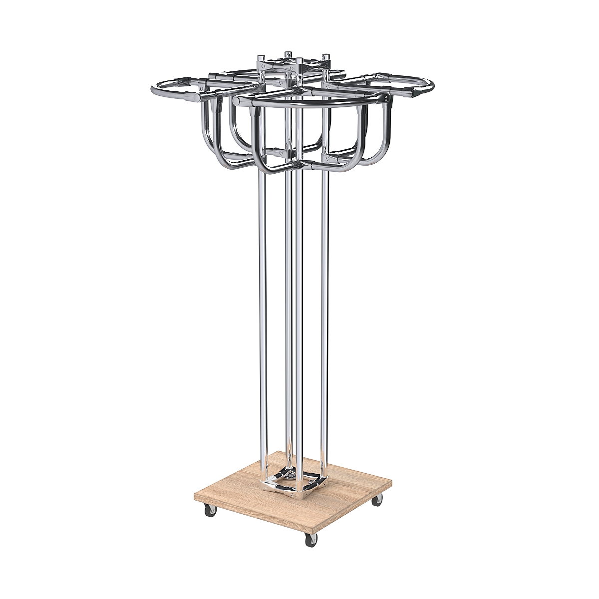 Торговое хромированное вешало с усиленными поручнями СЕКТОР №4 Дуб Сонома