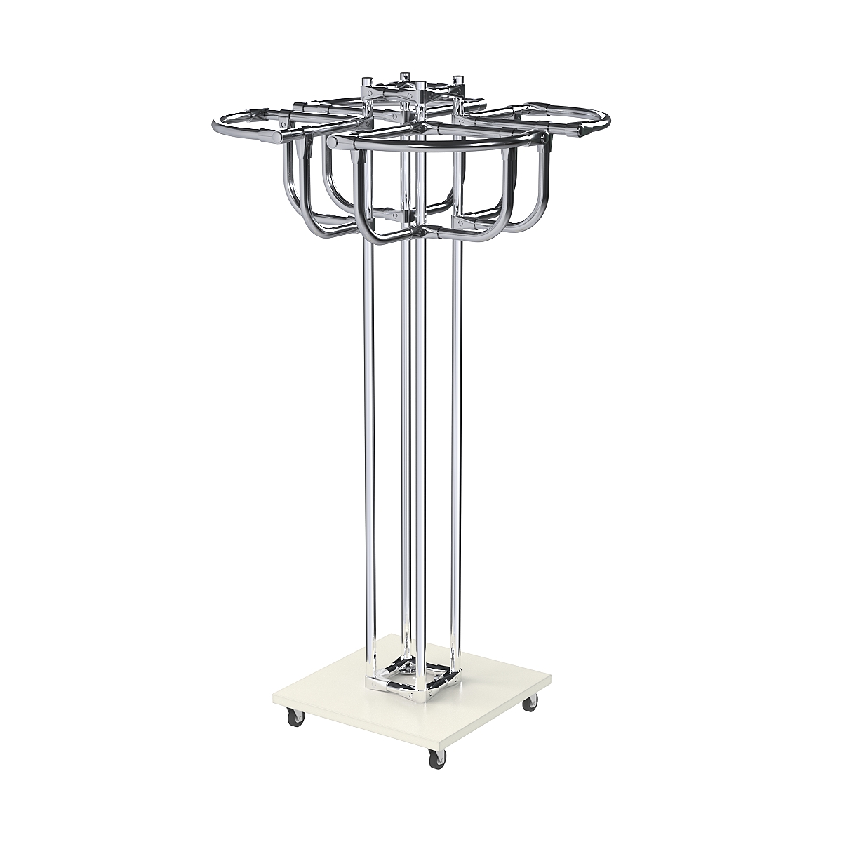 Торговое хромированное вешало с усиленными поручнями СЕКТОР №4 Белый