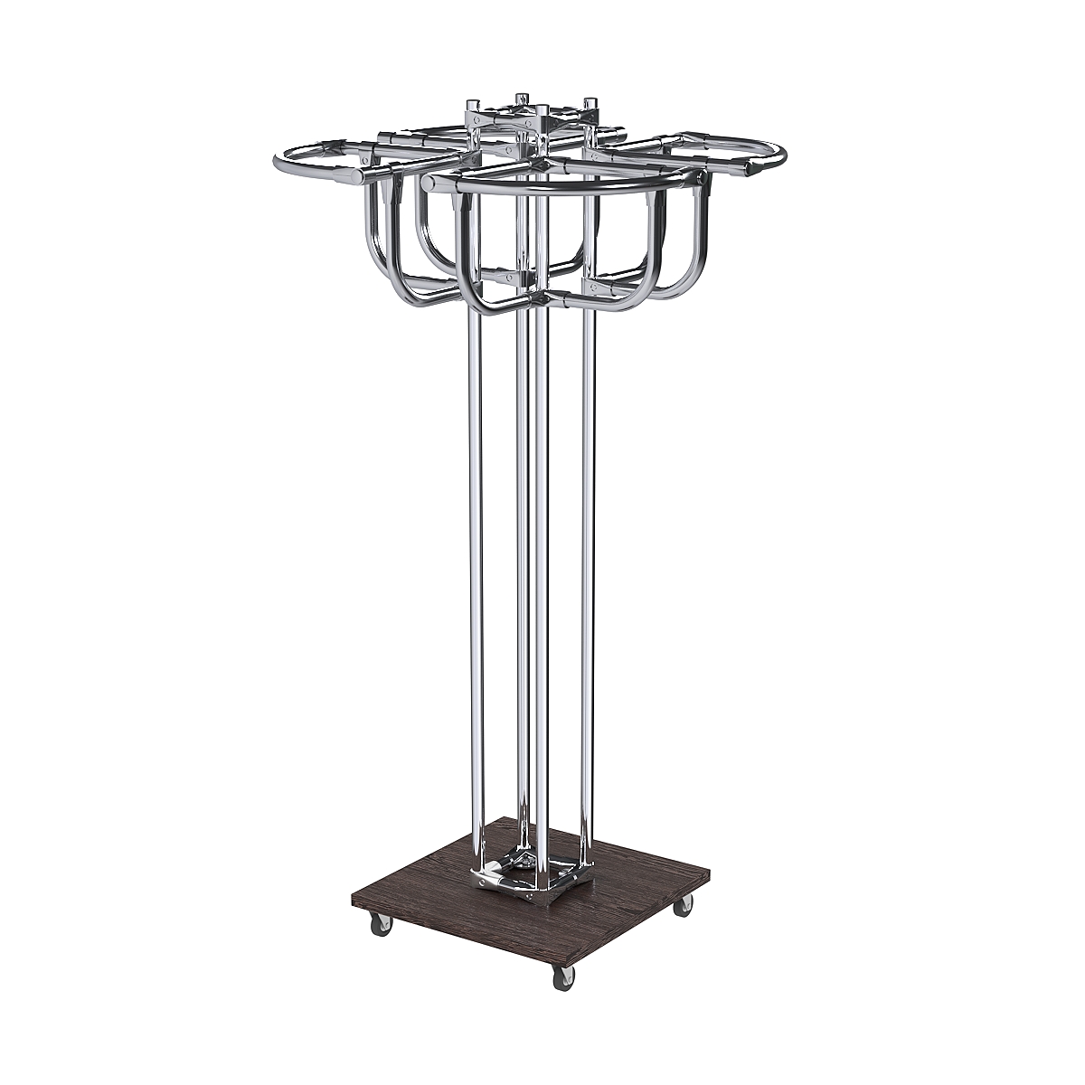 Торговое хромированное вешало с усиленными поручнями СЕКТОР №4 Дуб Венге