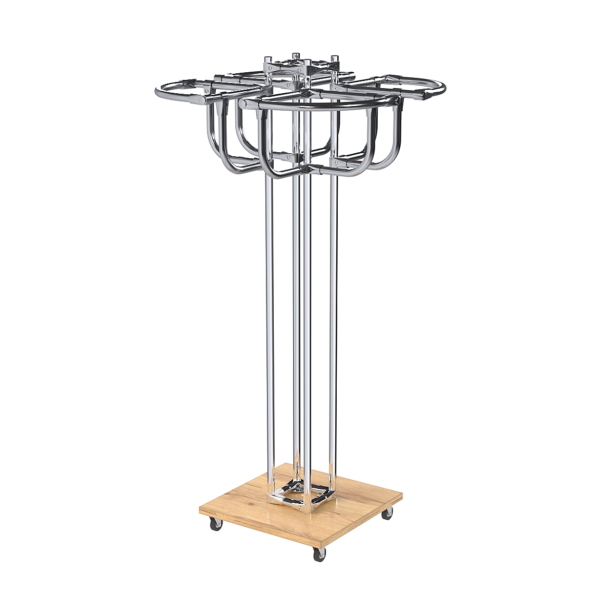 Торговое хромированное вешало с усиленными поручнями СЕКТОР №4 Дуб Золотистый